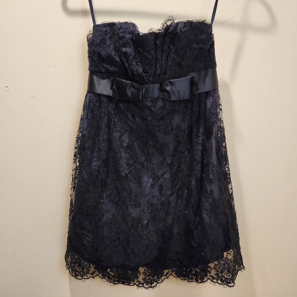 JILL STUART Cocktail Black Lace Strapples Short Dress size 2 - Picture 2 of 9